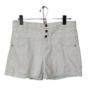 Refuge Size 10 Mint Wash Three Button High Rises Denim Jean Shorts Jorts Green